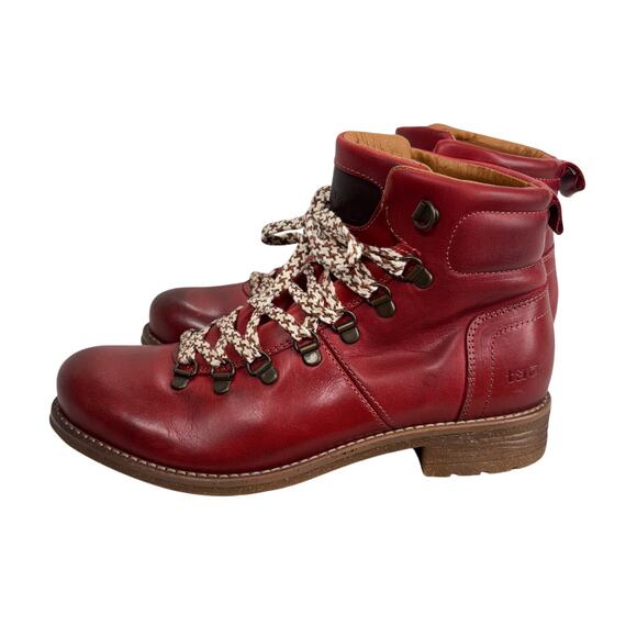 Taos Alpine Red Leather Hiker Boots Ankle Booties Comfort US 8.5 EU 39 - Picture 2 of 11